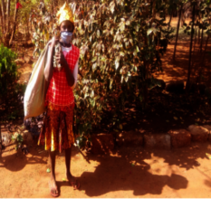 Girl carrying supplies