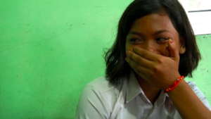 Nindi can't hold her tears