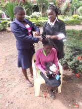 Hairdressing with teacher