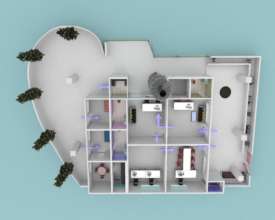 From the top, overview of PinkPAD House floor plan