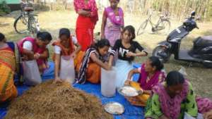 Women Mushroom Growers working in the production.