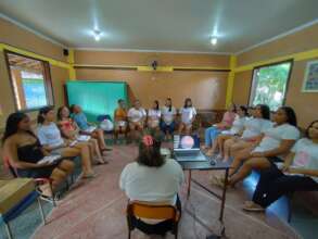 The girls taking part in an activity