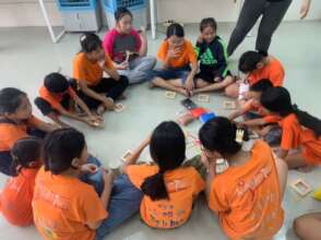 Photos of the girls participating in the group ses