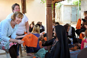 Devalben gives thumbs up to workwshop student