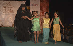 Jivaben with her playful children's collection