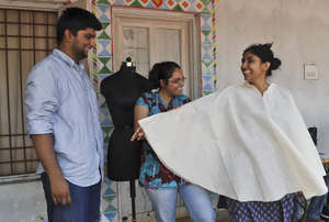 Adil and Ankita with a kaftan prototype