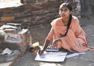 Sangita observes in morning sketching
