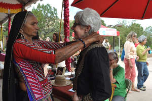 Harkhuben markets her design in Santa Fe
