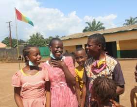 Rachel, Alphonsine and other children with Teacher