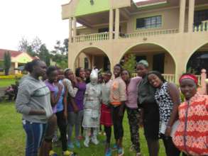 Girls participating in a team building session