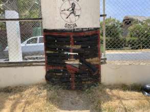 View looking from within with cage netting torn