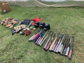 Some of the used baseball equipment