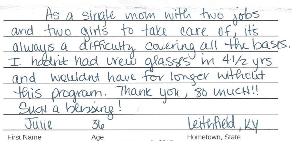 Eyeglasses for Struggling Kentucky Families