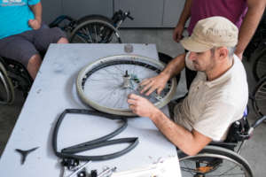 Wheelchair repairs at Motivation Romania
