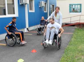 Wheelchair skills training at Motivation
