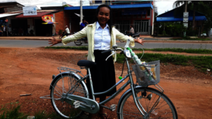 Oun with her bicycle