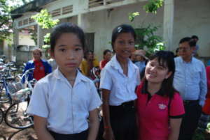 Pisey our Project Officer with recipients