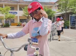 Sarorn happy with her bike!