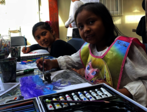 Children enjoying painting activities