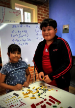 Happy rural students in math class