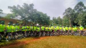Students with new bicycles at Mabunge School