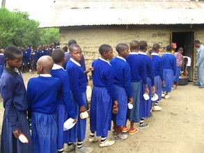 Students lining up for school lunch