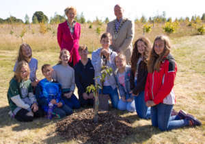 Planting a tree at the Peace Day procession