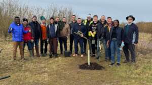 Work team from Gestra plant Crab Apple trees