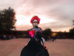 Student dressed as a catrina.