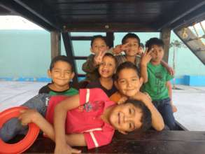 Playing time at the Albergue