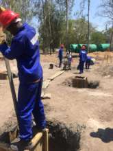 Pouring concrete for the reinforced columns