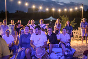 Happy people under the stars
