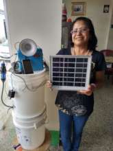 Rosy displays 10 Watt solar kit and water filter