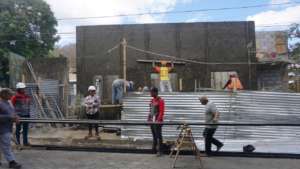 Photo taken Feb 29, preparing beams for roof