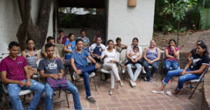 Current student meetings are held outside.