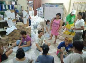 Partners packed food for affected families