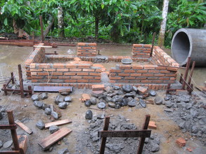 A toilet under construction