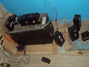 Three 'charging boxes' refill the 6 volt batteries