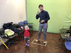 baby deaf Isabella with her deaf dad at the studio