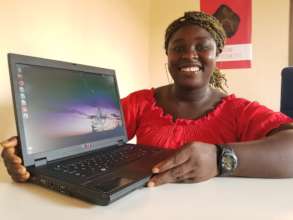 Thomascia with her new laptop