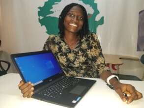 Koterah with her new laptop