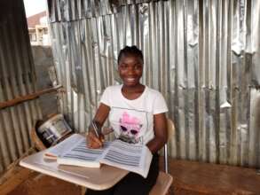 Marian at her new desk