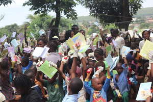 exercise books distributed to kids