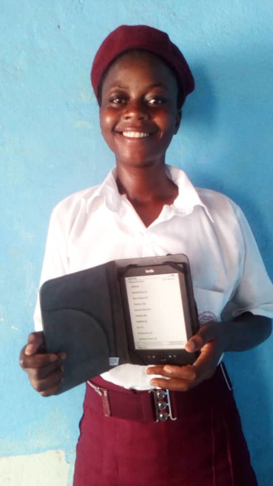 A student with her new kindle