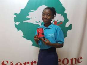 Salma with her solar light