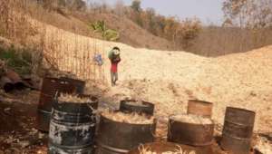 Corn waste loaded into TLUD's to make biochar