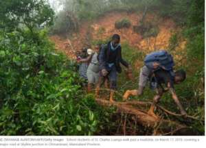 School children fleeing mudslide