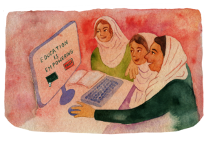 Illustration of the Girls Can Code program