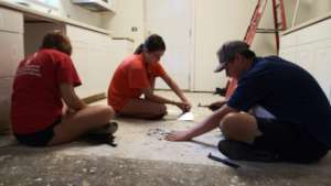 repairing flooring in the kitchen