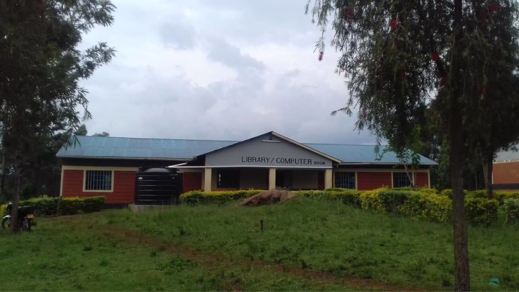 Outside of the new building at Matieko